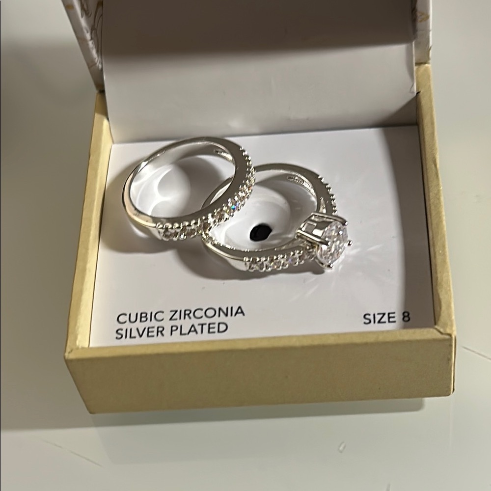 Charter Club Silver Plated Cubic Zirconia Ring Set - Picture 4 of 4